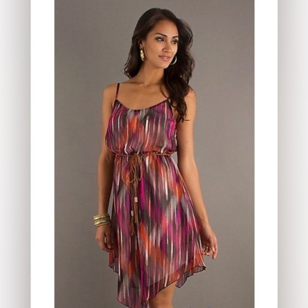 Ruby Rox magenta abstract print chiffon sundress size medium
